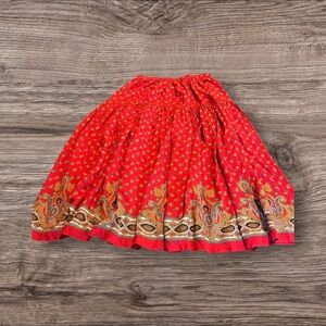 Pine Cove Authentic Dry Goods Red Paisley Tiered Broom Skirt Maxi